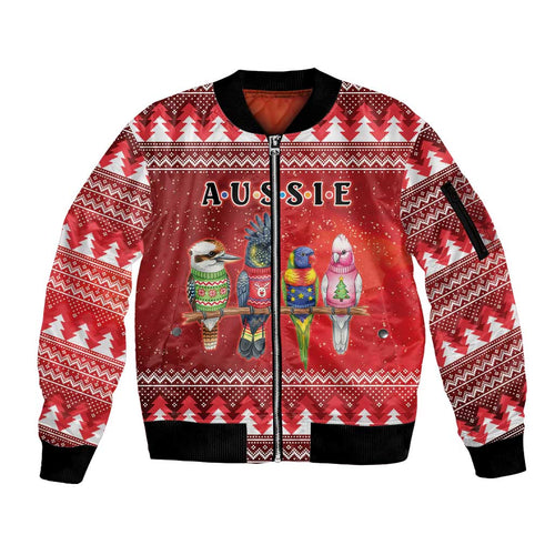Australian Native Bird Sleeve Zip Bomber Jacket Kookaburra Black Cockatoo Rainbow Lorikeet Galah - Aussie Hoodie