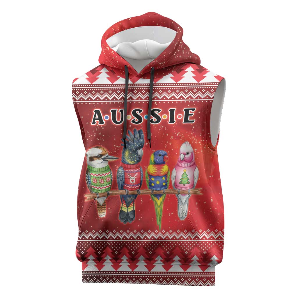 Australian Native Bird Sleeveless Hoodie Kookaburra Black Cockatoo Rainbow Lorikeet Galah - Aussie Hoodie