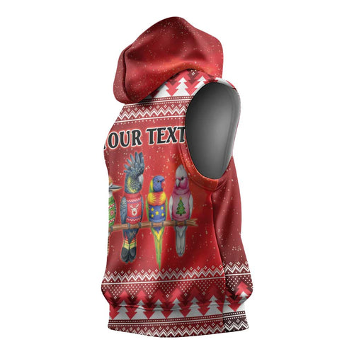 Australian Native Bird Sleeveless Hoodie Kookaburra Black Cockatoo Rainbow Lorikeet Galah - Aussie Hoodie
