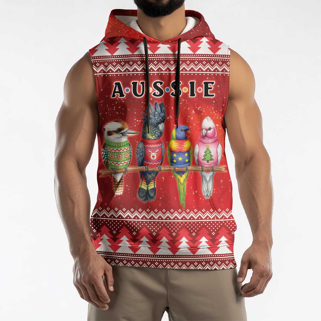 Australian Native Bird Sleeveless Hoodie Kookaburra Black Cockatoo Rainbow Lorikeet Galah - Aussie Hoodie