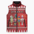 Australian Native Bird Sleeveless Puffer Jacket Kookaburra Black Cockatoo Rainbow Lorikeet Galah - Aussie Hoodie