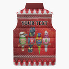 Australian Native Bird Sleeveless Puffer Jacket Kookaburra Black Cockatoo Rainbow Lorikeet Galah - Aussie Hoodie