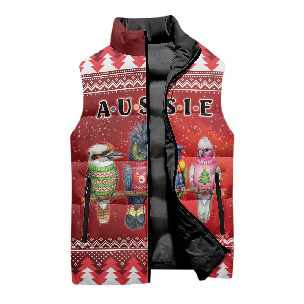 Australian Native Bird Sleeveless Puffer Jacket Kookaburra Black Cockatoo Rainbow Lorikeet Galah - Aussie Hoodie