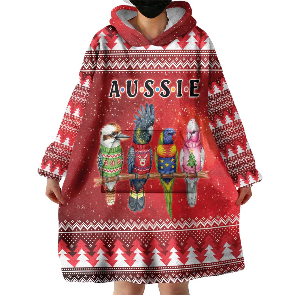 Australian Native Bird Wearable Blanket Hoodie Kookaburra Black Cockatoo Rainbow Lorikeet Galah - Aussie Hoodie