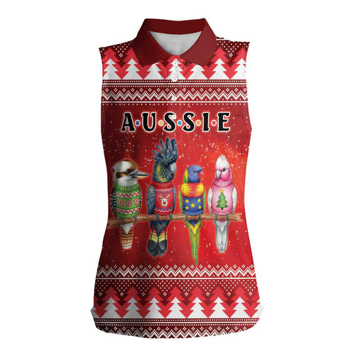 Australian Native Bird Women Sleeveless Polo Shirt Kookaburra Black Cockatoo Rainbow Lorikeet Galah - Aussie Hoodie