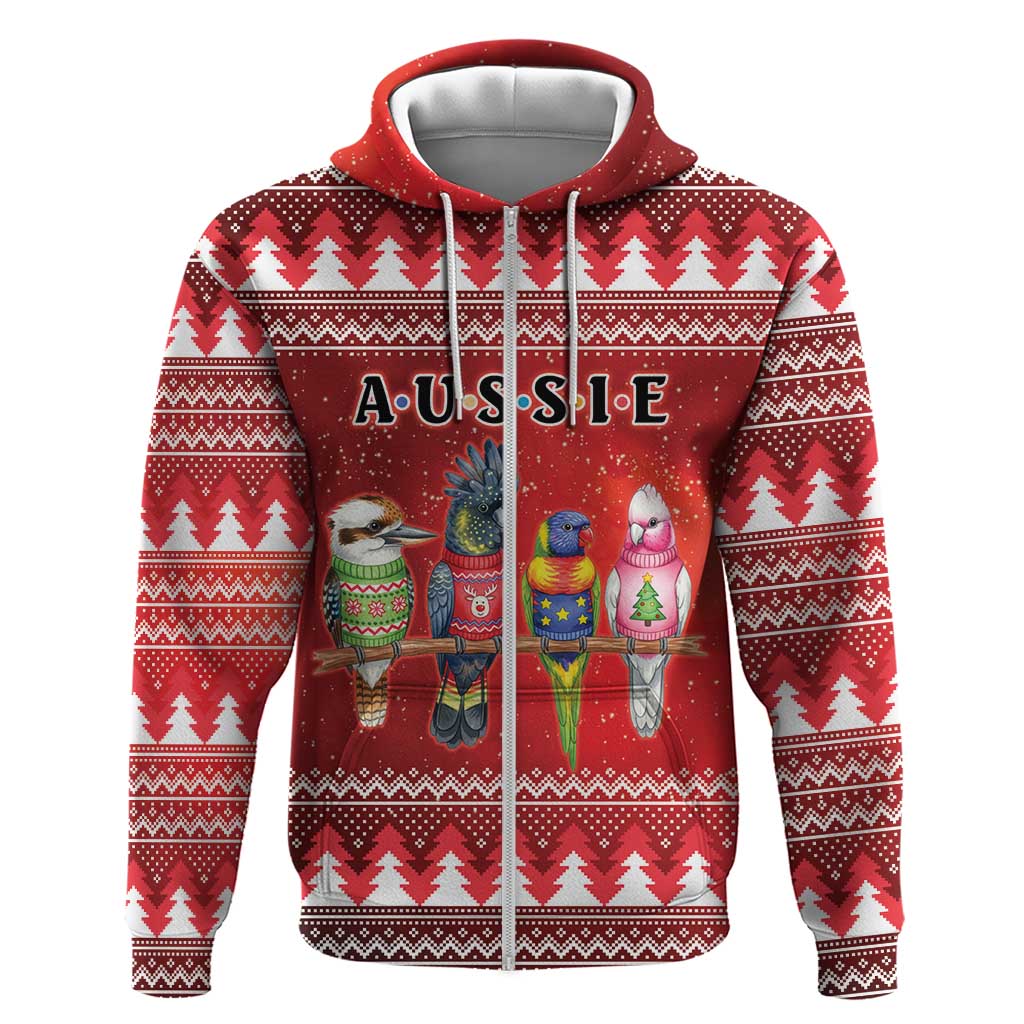 Australian Native Bird Zip Hoodie Kookaburra Black Cockatoo Rainbow Lorikeet Galah - Aussie Hoodie