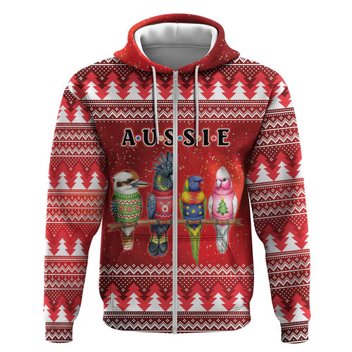 Australian Native Bird Zip Hoodie Kookaburra Black Cockatoo Rainbow Lorikeet Galah - Aussie Hoodie