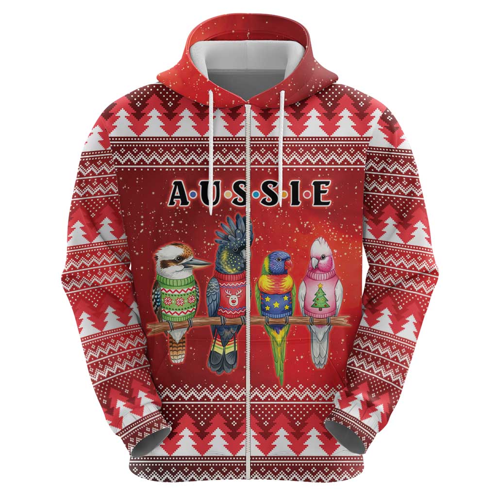 Australian Native Bird Zip Hoodie Kookaburra Black Cockatoo Rainbow Lorikeet Galah - Aussie Hoodie