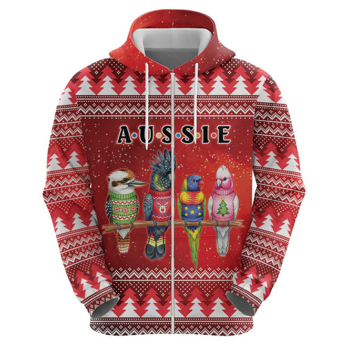 Australian Native Bird Zip Hoodie Kookaburra Black Cockatoo Rainbow Lorikeet Galah - Aussie Hoodie