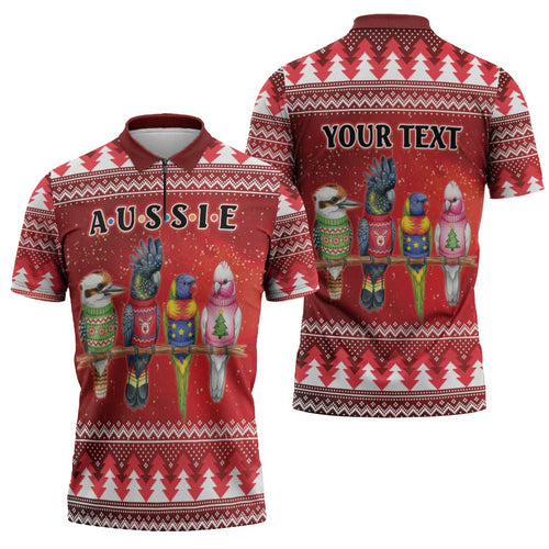 Australian Native Bird Zipper Polo Shirt Kookaburra Black Cockatoo Rainbow Lorikeet Galah - Aussie Hoodie