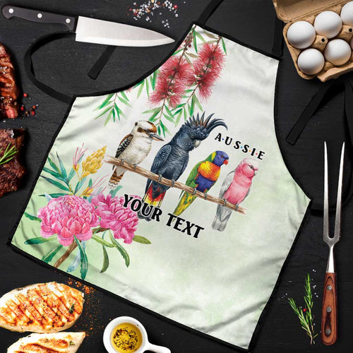 Australian Native Bird Apron Kookaburra Cockatoo Rainbow Lorikeet Galah Flowers - Aussie Hoodie