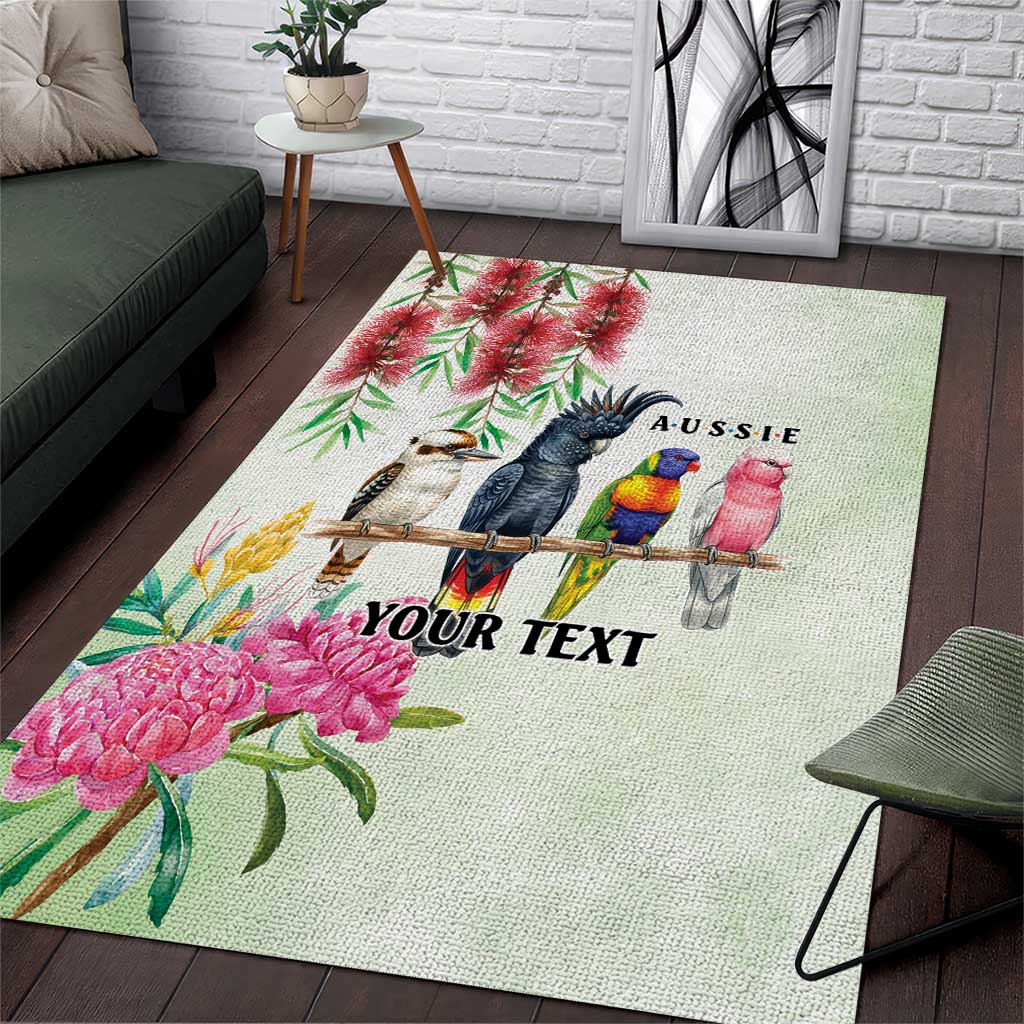 Australian Native Bird Area Rug Kookaburra Cockatoo Rainbow Lorikeet Galah Flowers - Aussie Hoodie