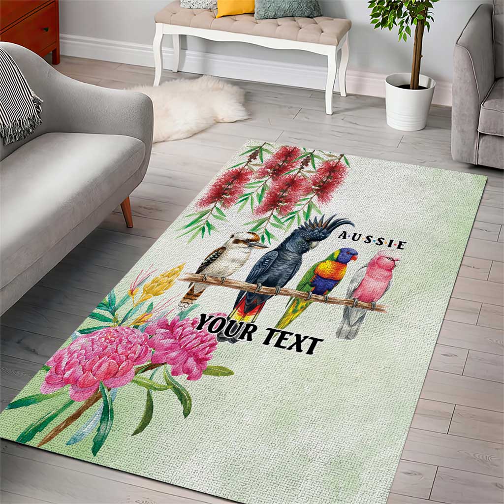 Australian Native Bird Area Rug Kookaburra Cockatoo Rainbow Lorikeet Galah Flowers - Aussie Hoodie
