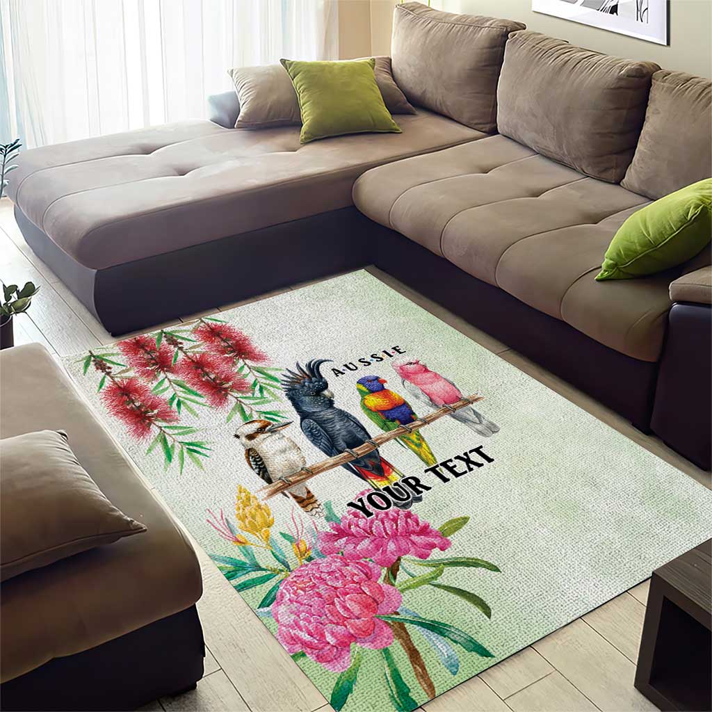 Australian Native Bird Area Rug Kookaburra Cockatoo Rainbow Lorikeet Galah Flowers - Aussie Hoodie
