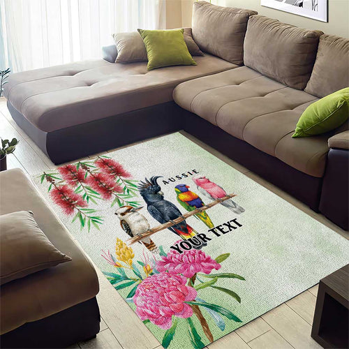 Australian Native Bird Area Rug Kookaburra Cockatoo Rainbow Lorikeet Galah Flowers - Aussie Hoodie