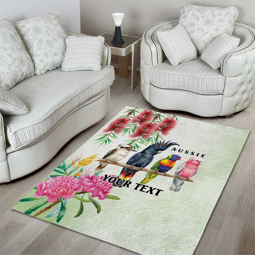 Australian Native Bird Area Rug Kookaburra Cockatoo Rainbow Lorikeet Galah Flowers - Aussie Hoodie