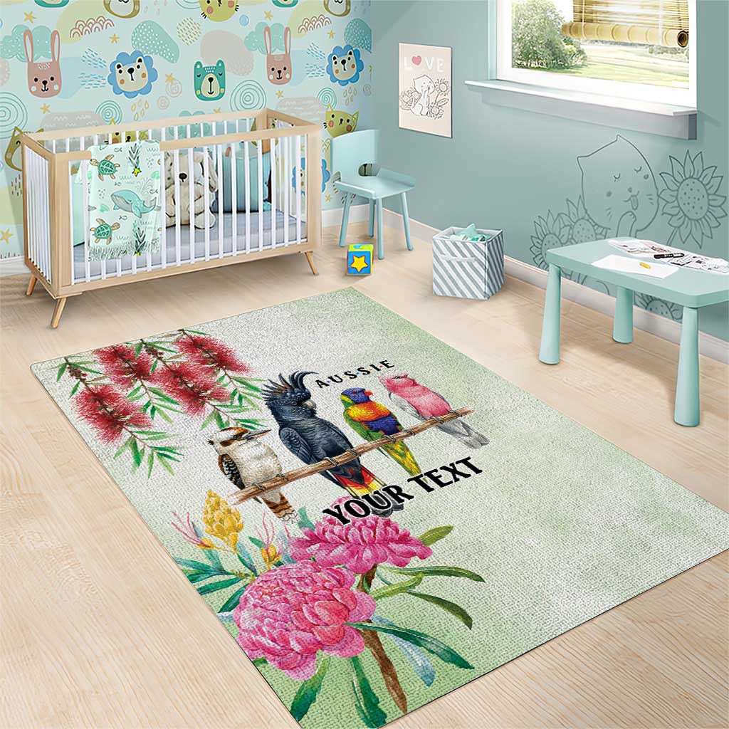 Australian Native Bird Area Rug Kookaburra Cockatoo Rainbow Lorikeet Galah Flowers - Aussie Hoodie