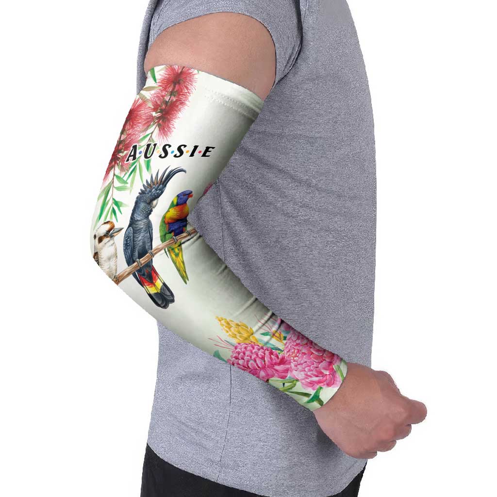 Australian Native Bird Arm Sleeves Kookaburra Cockatoo Rainbow Lorikeet Galah Flowers - Aussie Hoodie