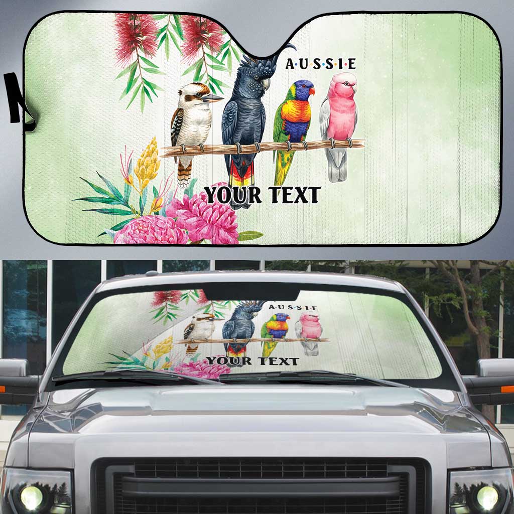 Australian Native Bird Auto Sun Shade Kookaburra Cockatoo Rainbow Lorikeet Galah Flowers - Aussie Hoodie