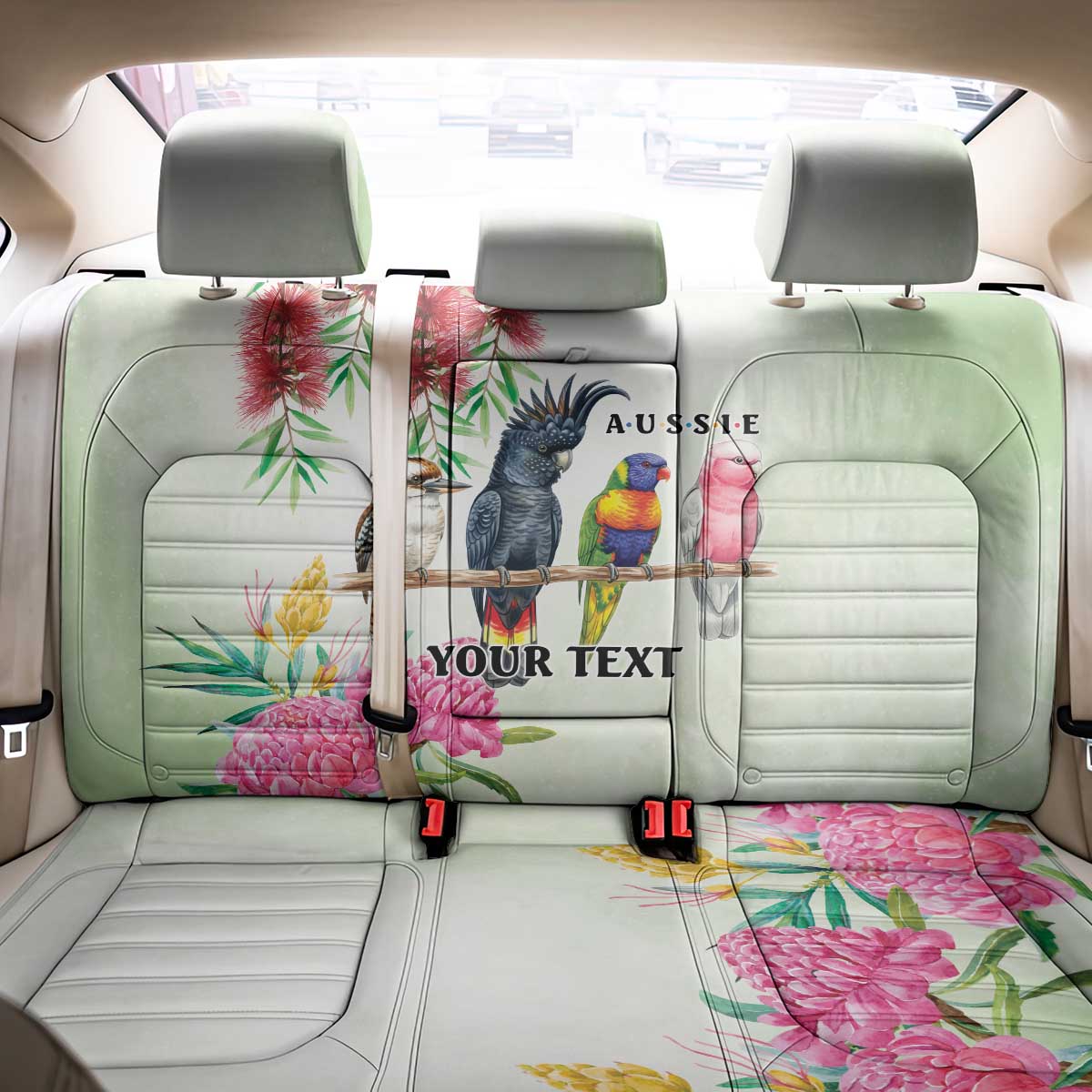 Australian Native Bird Back Car Seat Cover Kookaburra Cockatoo Rainbow Lorikeet Galah Flowers - Aussie Hoodie