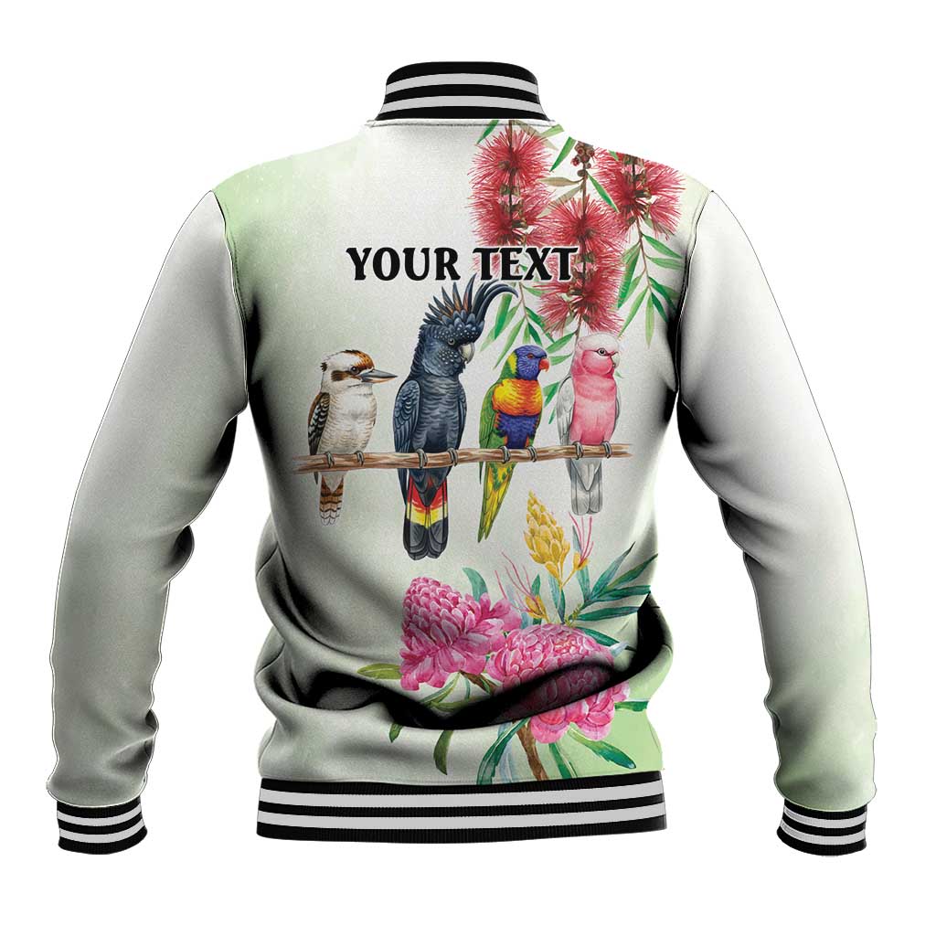 Australian Native Bird Baseball Jacket Kookaburra Cockatoo Rainbow Lorikeet Galah Flowers - Aussie Hoodie