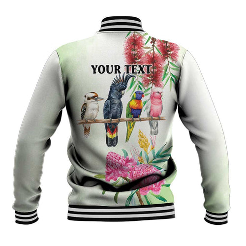 Australian Native Bird Baseball Jacket Kookaburra Cockatoo Rainbow Lorikeet Galah Flowers - Aussie Hoodie