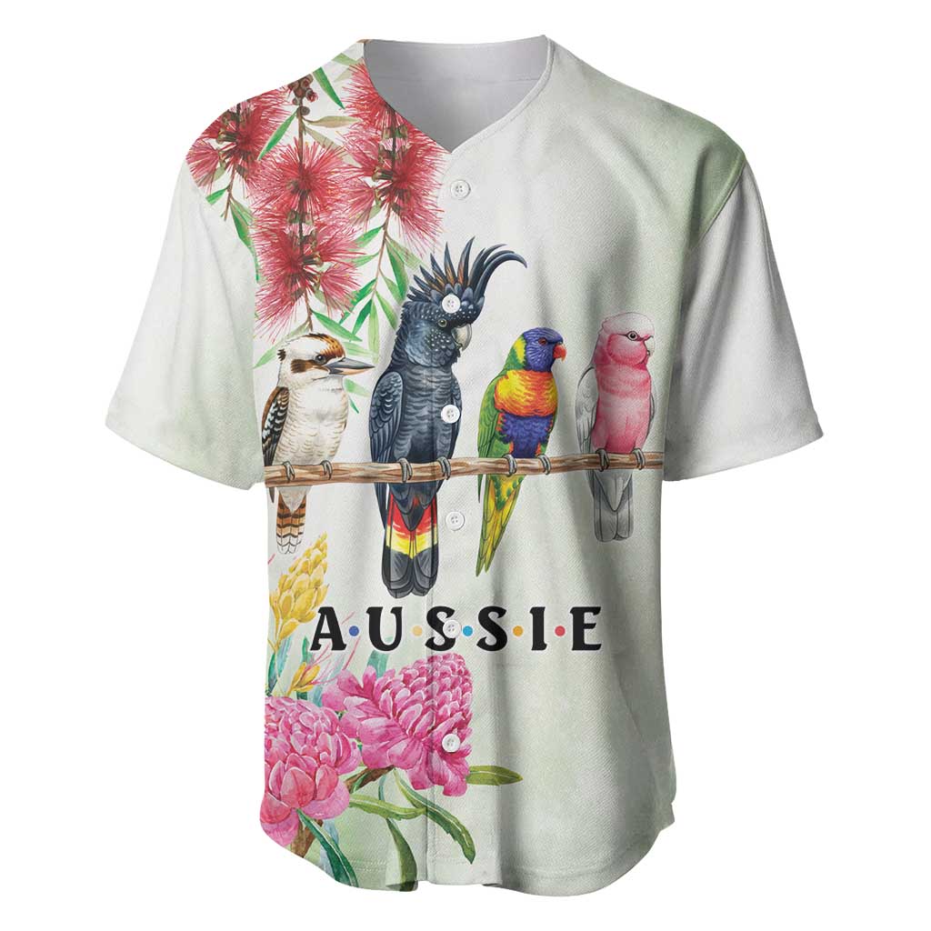 Australian Native Bird Baseball Jersey Kookaburra Cockatoo Rainbow Lorikeet Galah Flowers - Aussie Hoodie