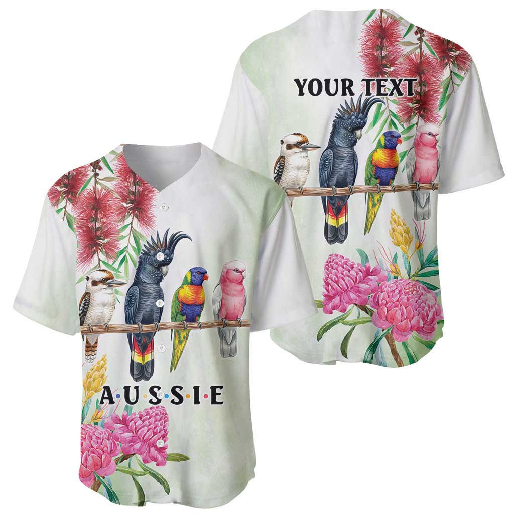 Australian Native Bird Baseball Jersey Kookaburra Cockatoo Rainbow Lorikeet Galah Flowers - Aussie Hoodie
