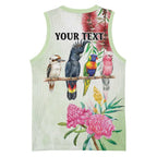 Australian Native Bird Basketball Jersey Kookaburra Cockatoo Rainbow Lorikeet Galah Flowers - Aussie Hoodie