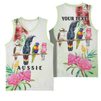 Australian Native Bird Basketball Jersey Kookaburra Cockatoo Rainbow Lorikeet Galah Flowers - Aussie Hoodie