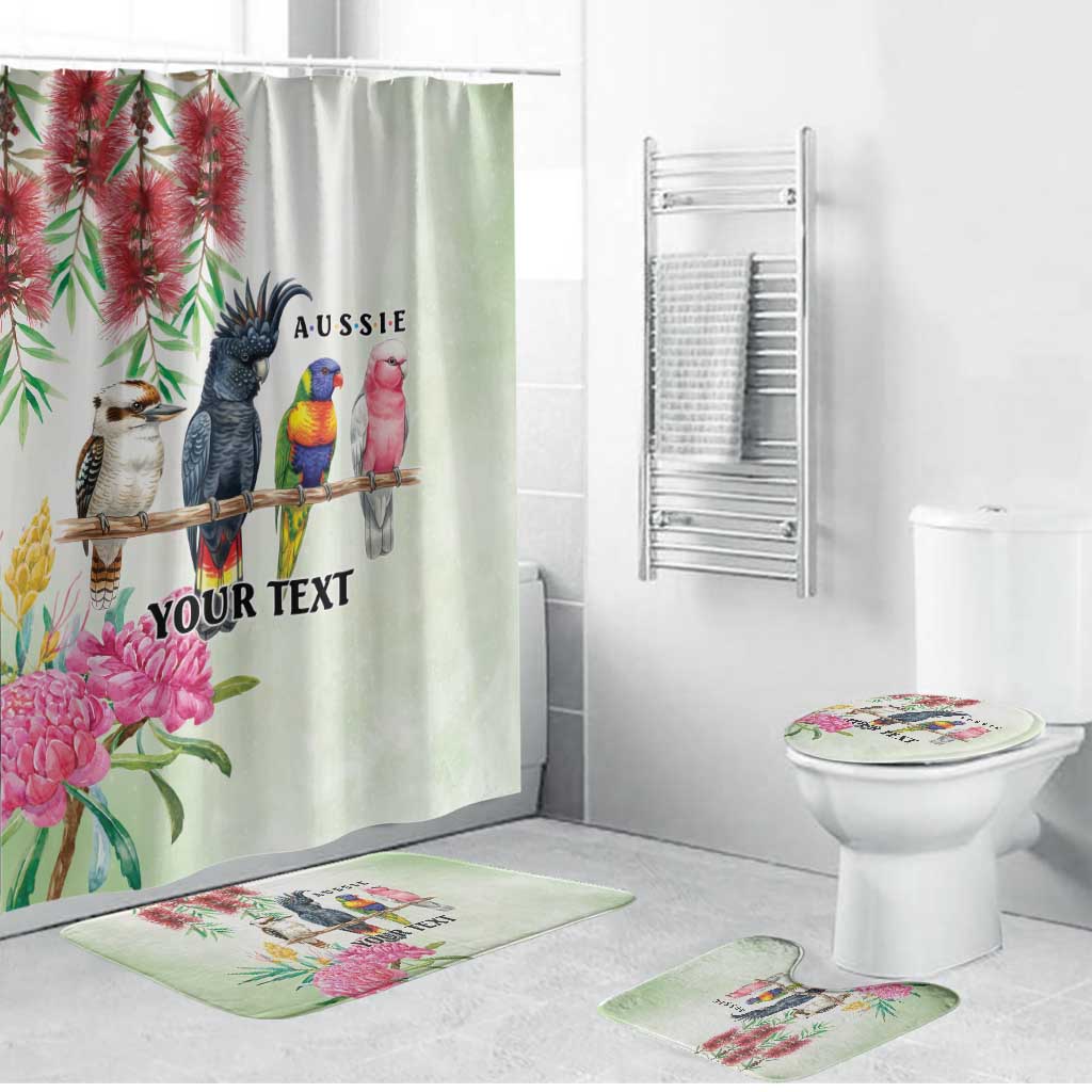 Australian Native Bird Bathroom Set Kookaburra Cockatoo Rainbow Lorikeet Galah Flowers - Aussie Hoodie