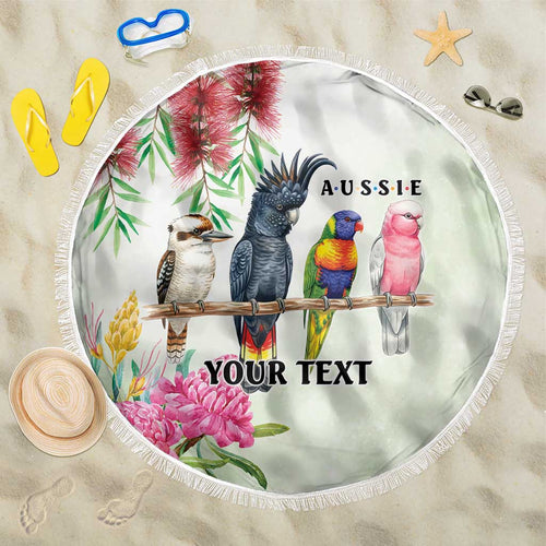 Australian Native Bird Beach Blanket Kookaburra Cockatoo Rainbow Lorikeet Galah Flowers - Aussie Hoodie