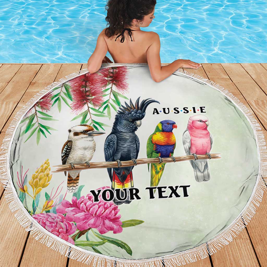 Australian Native Bird Beach Blanket Kookaburra Cockatoo Rainbow Lorikeet Galah Flowers - Aussie Hoodie