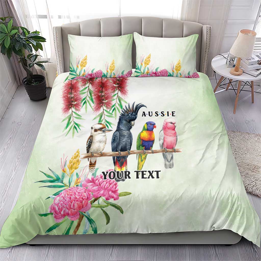 Australian Native Bird Bedding Set Kookaburra Cockatoo Rainbow Lorikeet Galah Flowers - Aussie Hoodie
