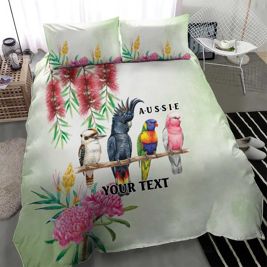 Australian Native Bird Bedding Set Kookaburra Cockatoo Rainbow Lorikeet Galah Flowers - Aussie Hoodie