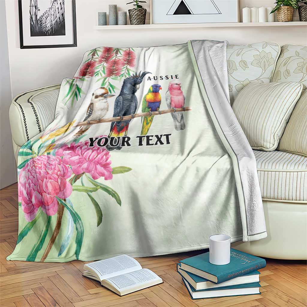Australian Native Bird Blanket Kookaburra Cockatoo Rainbow Lorikeet Galah Flowers - Aussie Hoodie