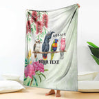 Australian Native Bird Blanket Kookaburra Cockatoo Rainbow Lorikeet Galah Flowers - Aussie Hoodie