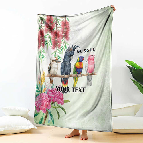 Australian Native Bird Blanket Kookaburra Cockatoo Rainbow Lorikeet Galah Flowers - Aussie Hoodie