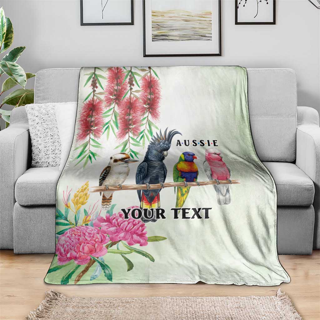 Australian Native Bird Blanket Kookaburra Cockatoo Rainbow Lorikeet Galah Flowers - Aussie Hoodie