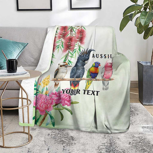 Australian Native Bird Blanket Kookaburra Cockatoo Rainbow Lorikeet Galah Flowers - Aussie Hoodie