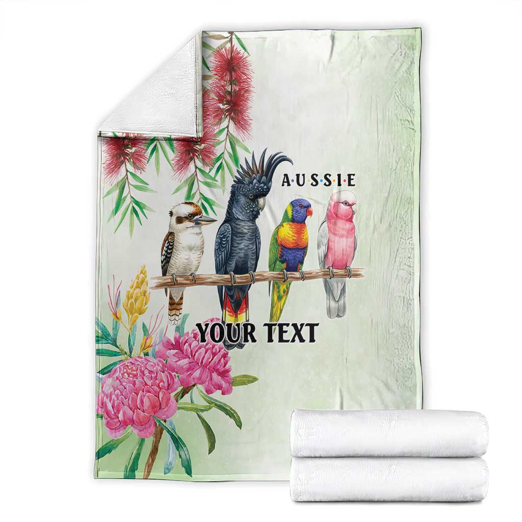 Australian Native Bird Blanket Kookaburra Cockatoo Rainbow Lorikeet Galah Flowers - Aussie Hoodie