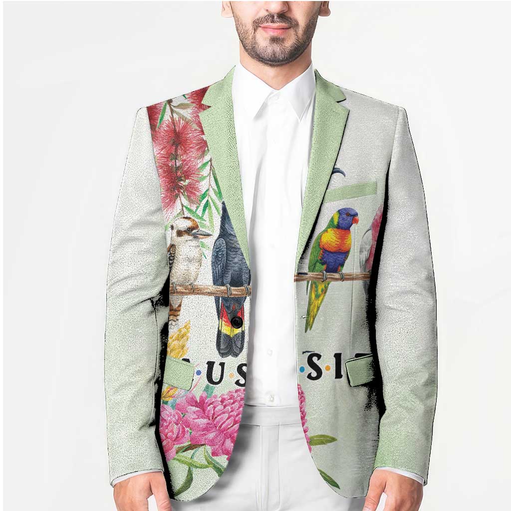 Australian Native Bird Blazer Kookaburra Cockatoo Rainbow Lorikeet Galah Flowers - Aussie Hoodie