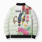 Australian Native Bird Bomber Puffer Jacket Kookaburra Cockatoo Rainbow Lorikeet Galah Flowers - Aussie Hoodie