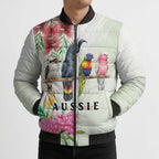 Australian Native Bird Bomber Puffer Jacket Kookaburra Cockatoo Rainbow Lorikeet Galah Flowers - Aussie Hoodie