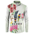 Australian Native Bird Button Sweatshirt Kookaburra Cockatoo Rainbow Lorikeet Galah Flowers - Aussie Hoodie