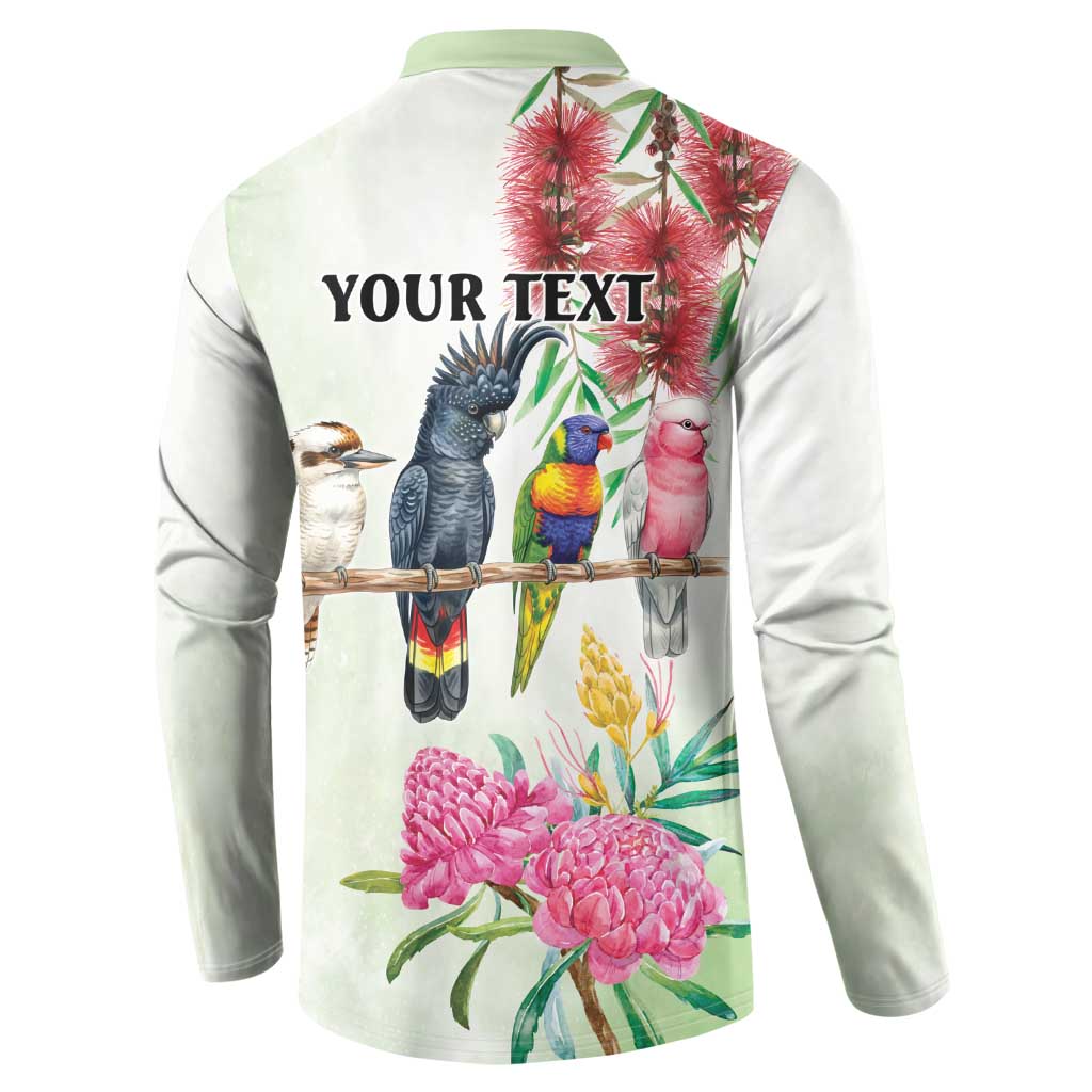 Australian Native Bird Button Sweatshirt Kookaburra Cockatoo Rainbow Lorikeet Galah Flowers - Aussie Hoodie