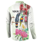 Australian Native Bird Button Sweatshirt Kookaburra Cockatoo Rainbow Lorikeet Galah Flowers - Aussie Hoodie