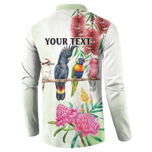 Australian Native Bird Button Sweatshirt Kookaburra Cockatoo Rainbow Lorikeet Galah Flowers - Aussie Hoodie
