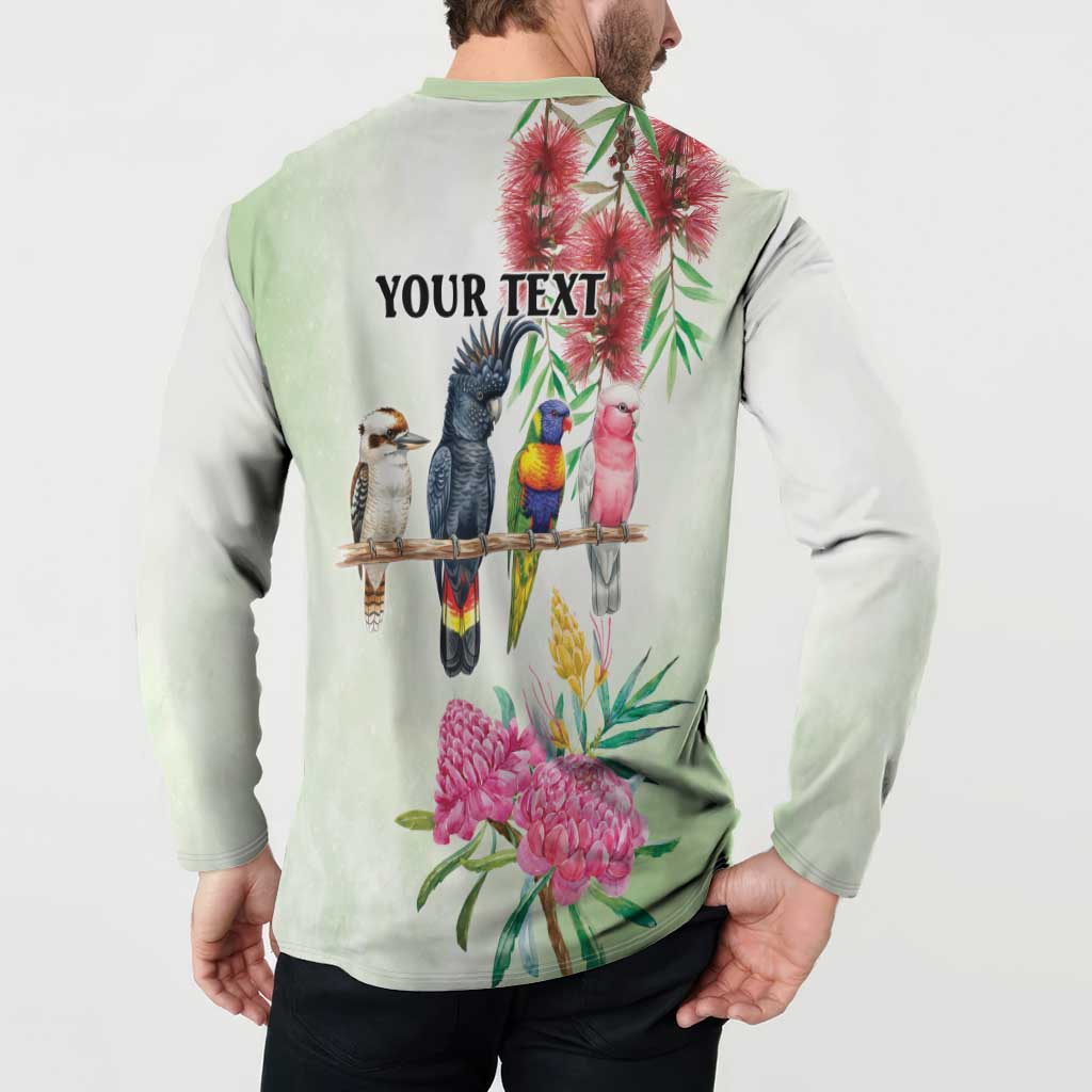 Australian Native Bird Button Sweatshirt Kookaburra Cockatoo Rainbow Lorikeet Galah Flowers - Aussie Hoodie