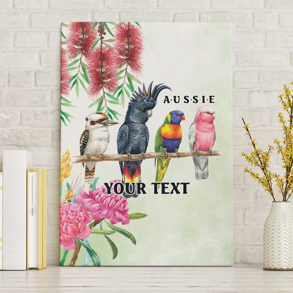 Australian Native Bird Canvas Wall Art Kookaburra Cockatoo Rainbow Lorikeet Galah Flowers - Aussie Hoodie